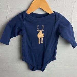 Cozy Navy Blue Kids Bodysuit with Reindeer Design